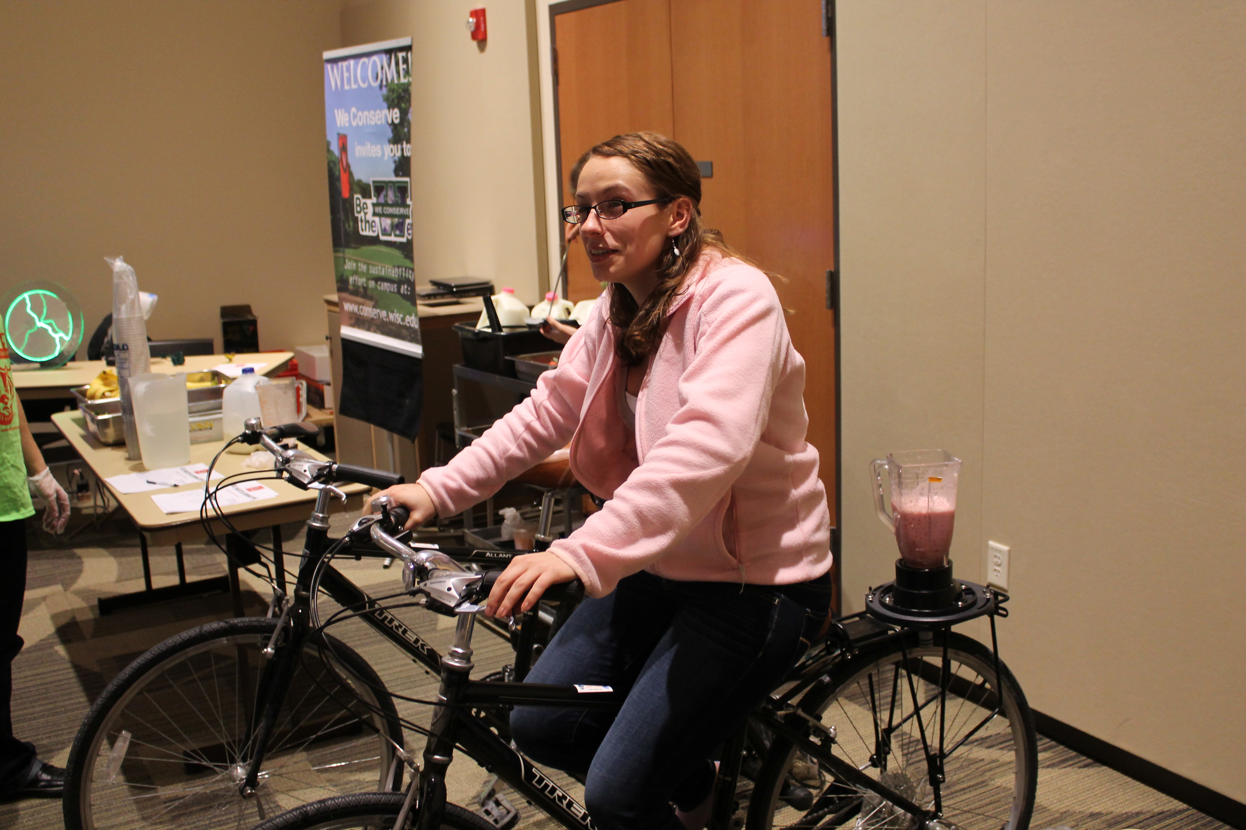 Woman sitting on a bike