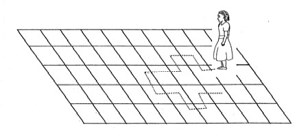 Drawing of person on grid