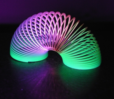 Colorful slinky in ultra violet light